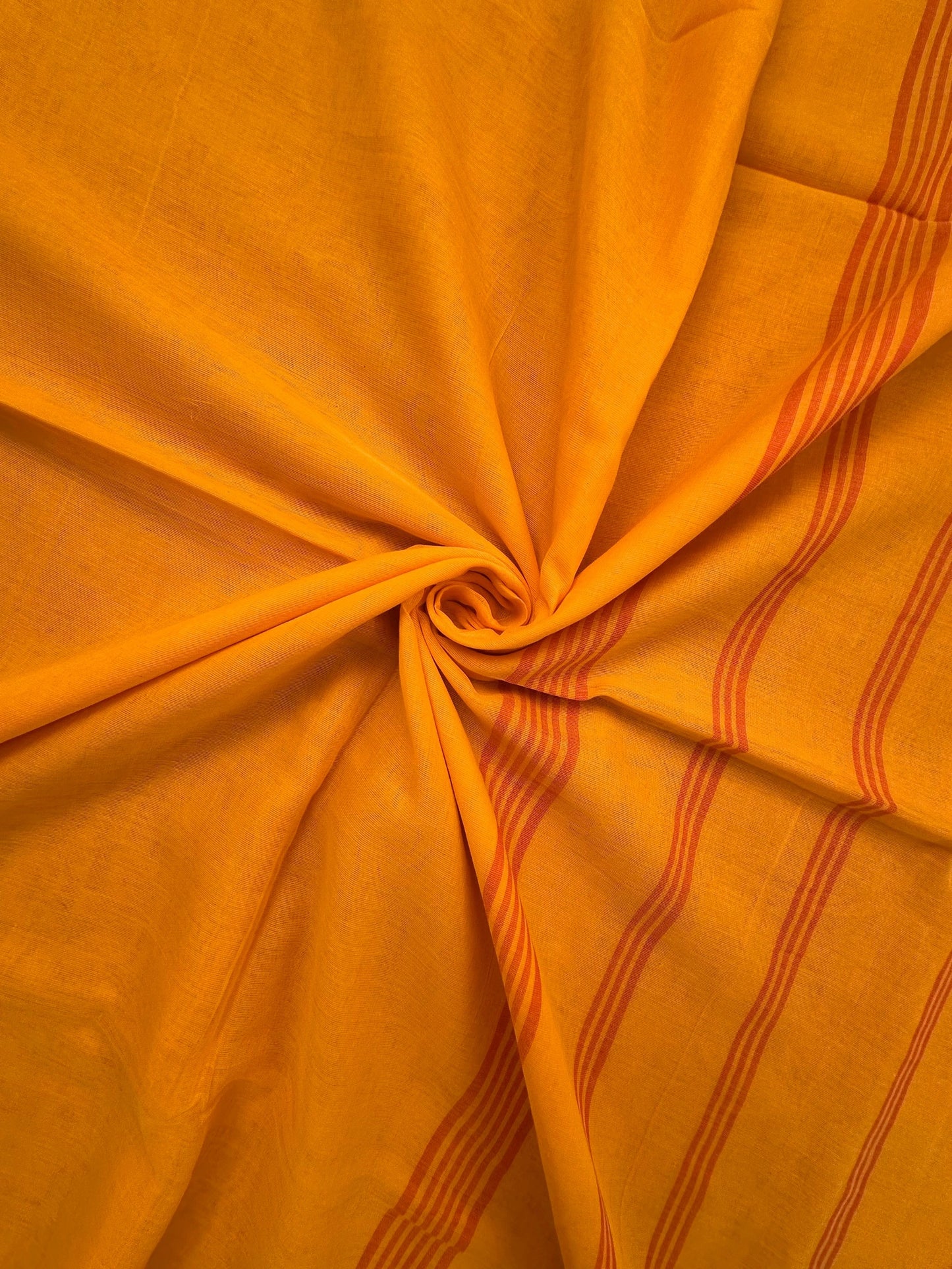 Mustard-Red Piku Bengal Cotton Saree