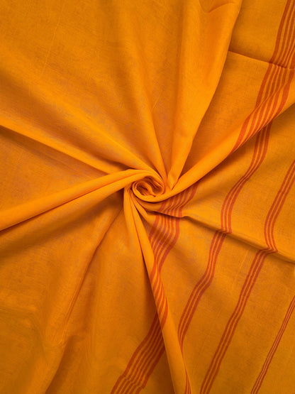 Mustard-Red Piku Bengal Cotton Saree
