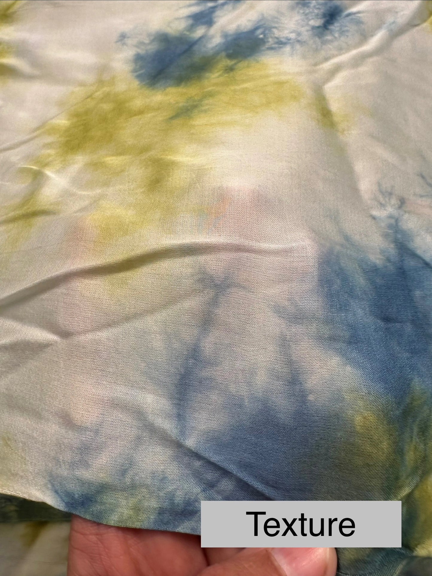 Blue-Green Tie-Dye Cotton Satin Fabric
