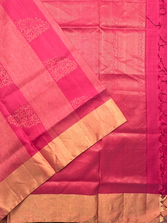 Pink Tiruchirapalli Pure Soft Silk Saree