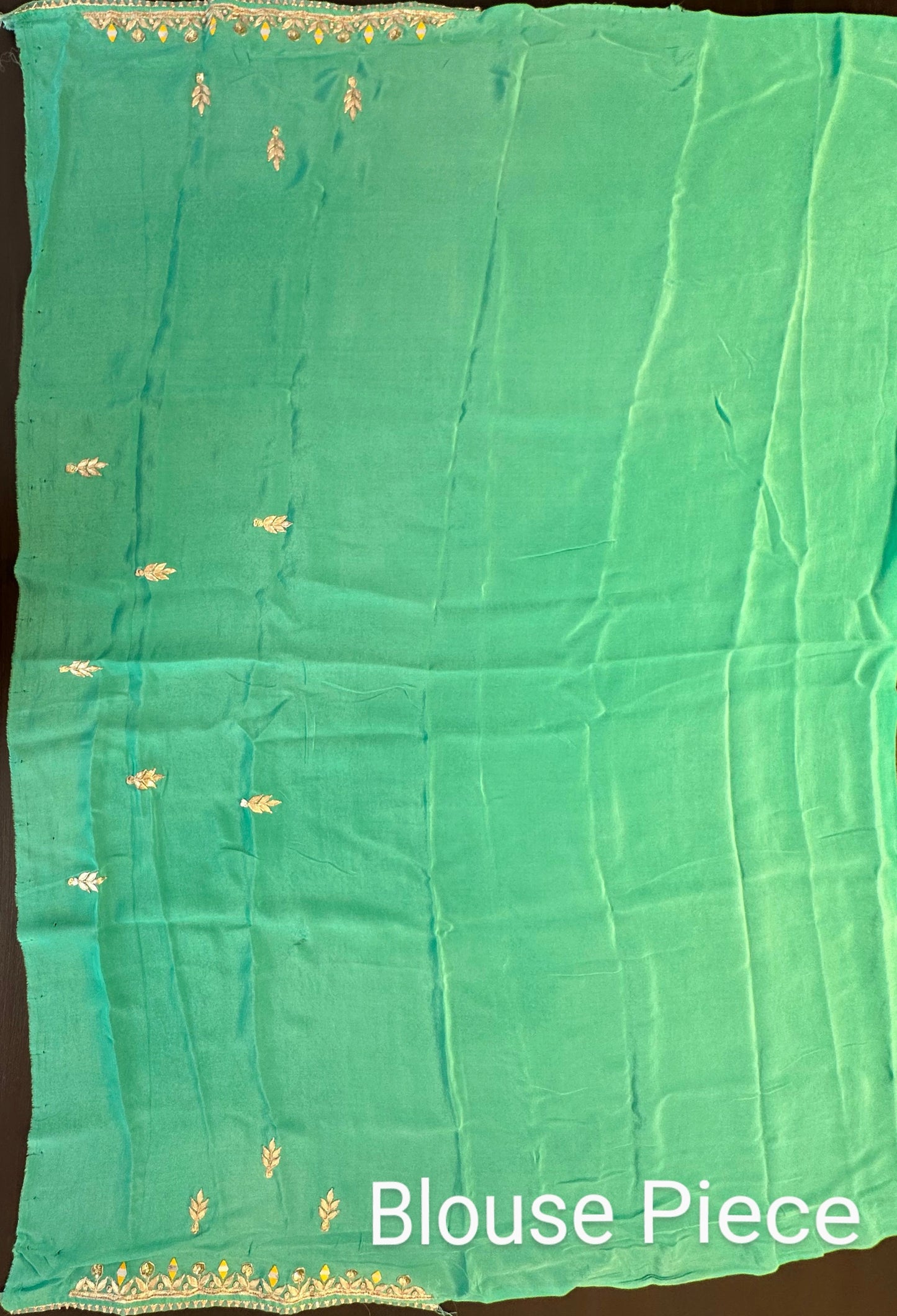 Sea Green Chatai Motra Georgette Saree With Gota Patti Work