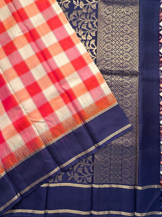 Multi Checkered Pure Soft Silk Saree