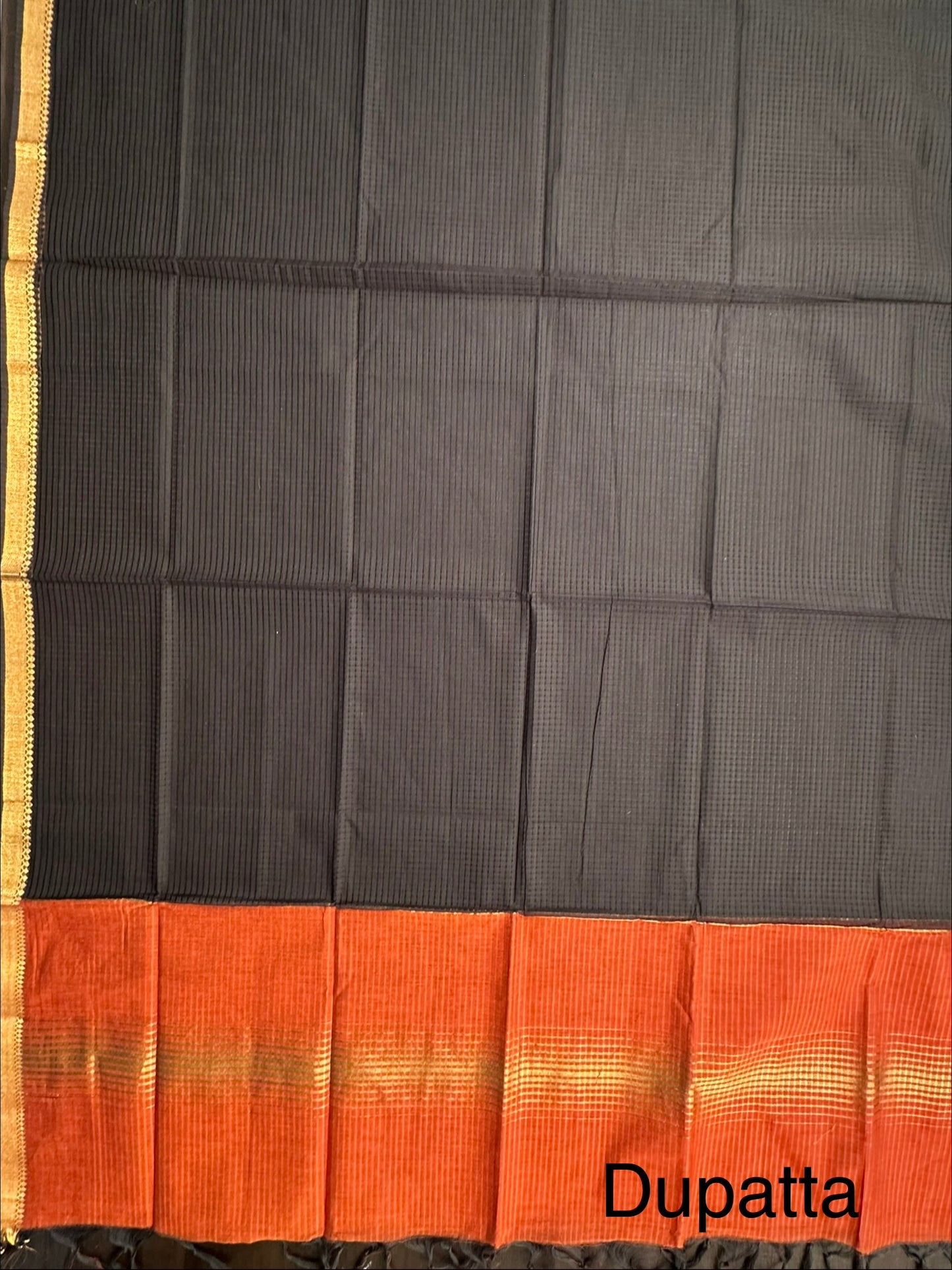 Brown-Black Mangalgiri Pure Cotton Unstitched 3-Piece Suit