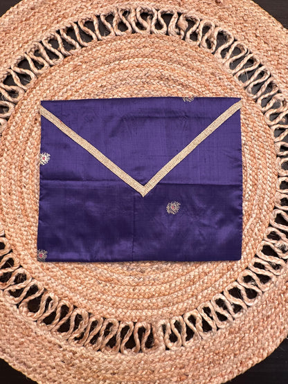 Navy Blue Pure Silk Saree Bag With Pouch