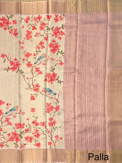 Beige-Mauve Diraa Tissue Saree
