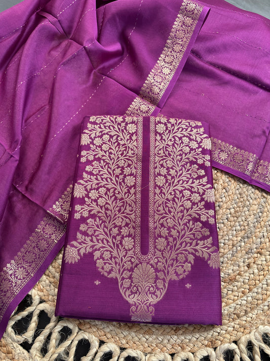 Purple Handloom Chanderi Suit