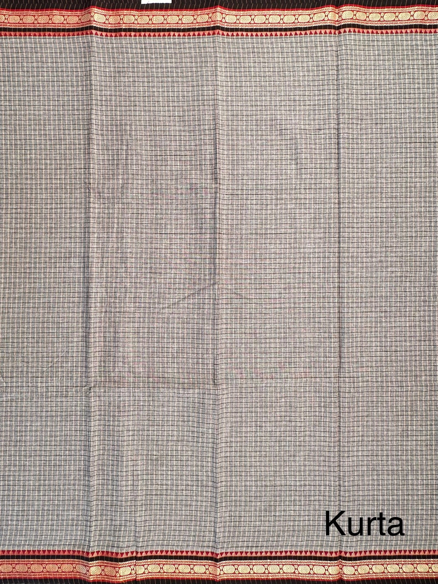 Grey Checkered Dharwad South Cotton 3-Piece Suit