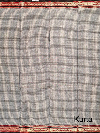 Grey Checkered Dharwad South Cotton 3-Piece Suit