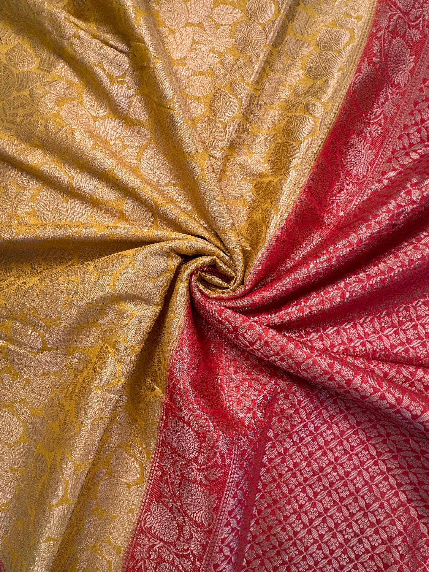 Yellow-Red Vartika Tissue Saree