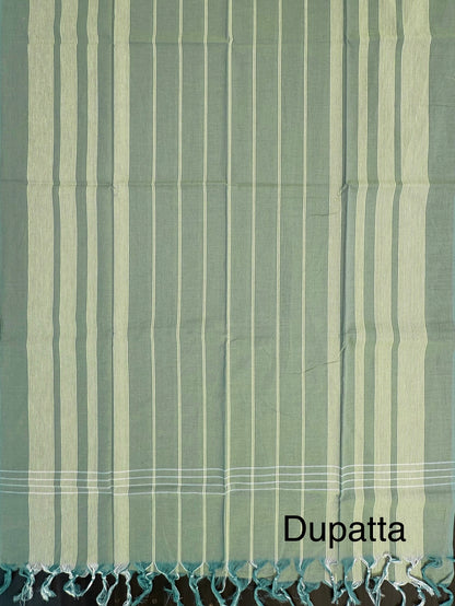 Green Unstitched South Cotton Suit