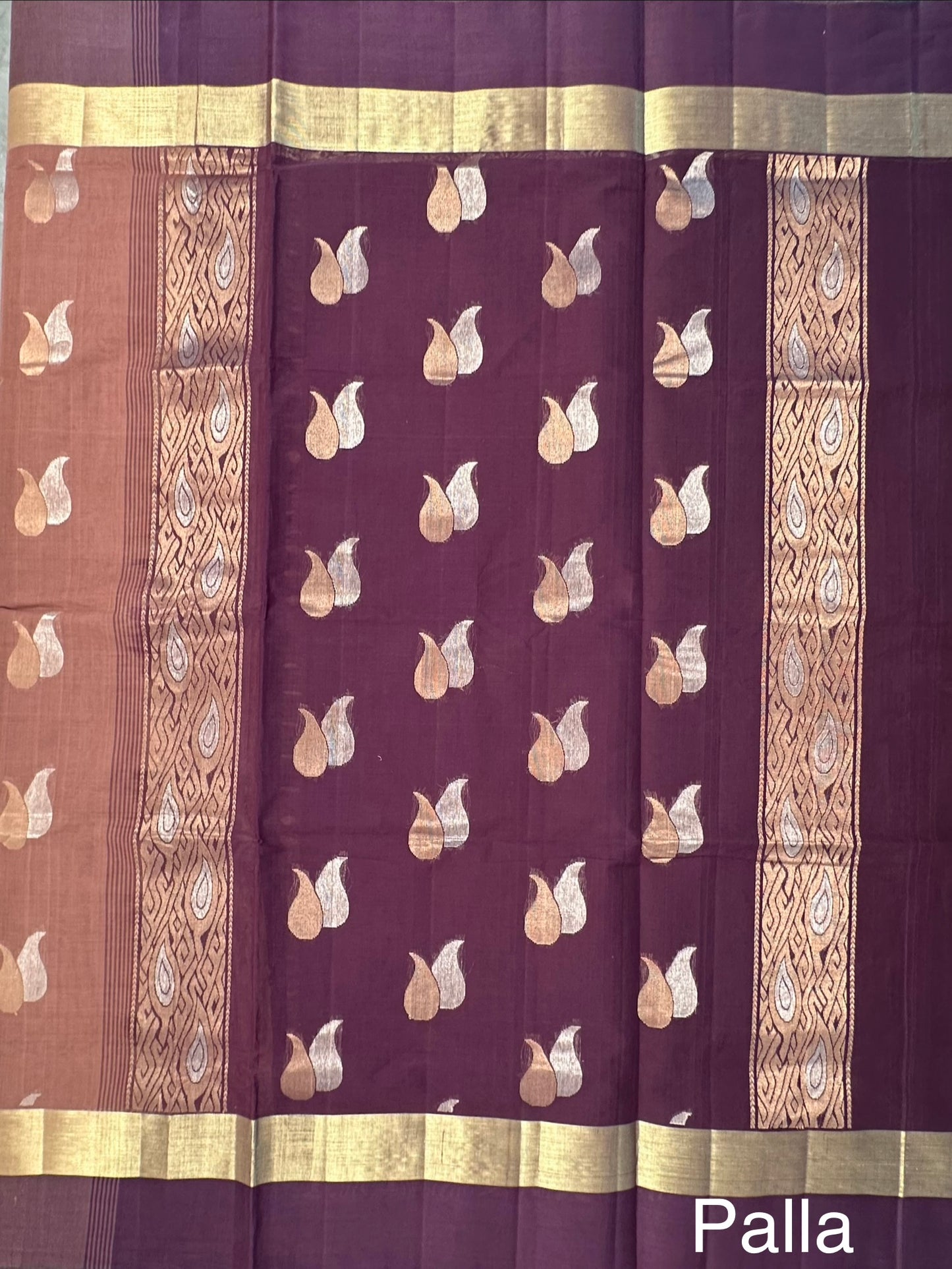 Brown Tanjor South Cotton Saree