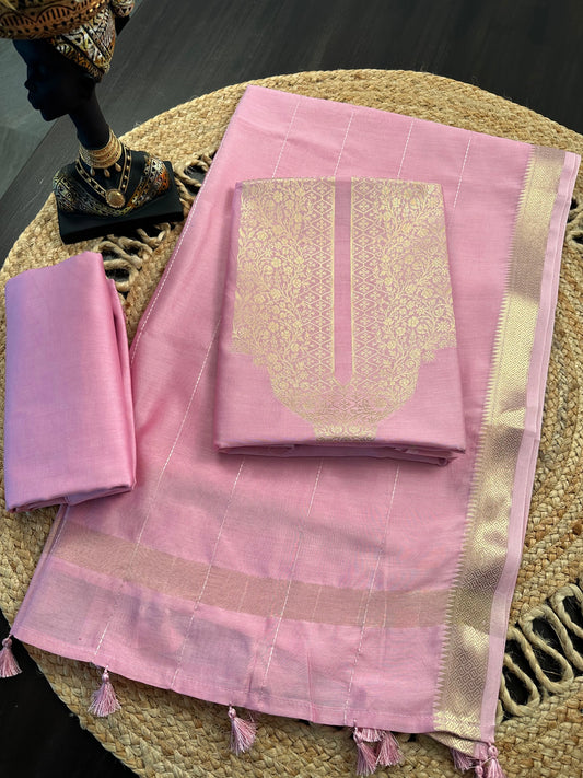 Pastel Pink Handloom Chanderi Suit