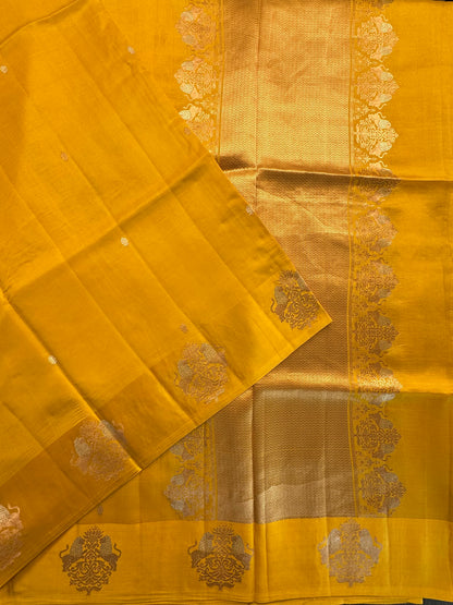 Olive Green Banarasi Satin Saree