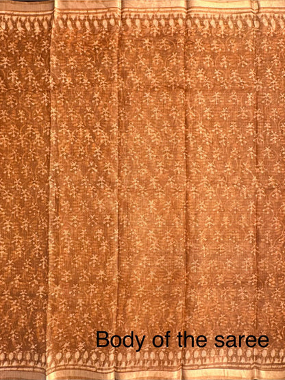 Sand Kota Doria Cotton-Silk Saree