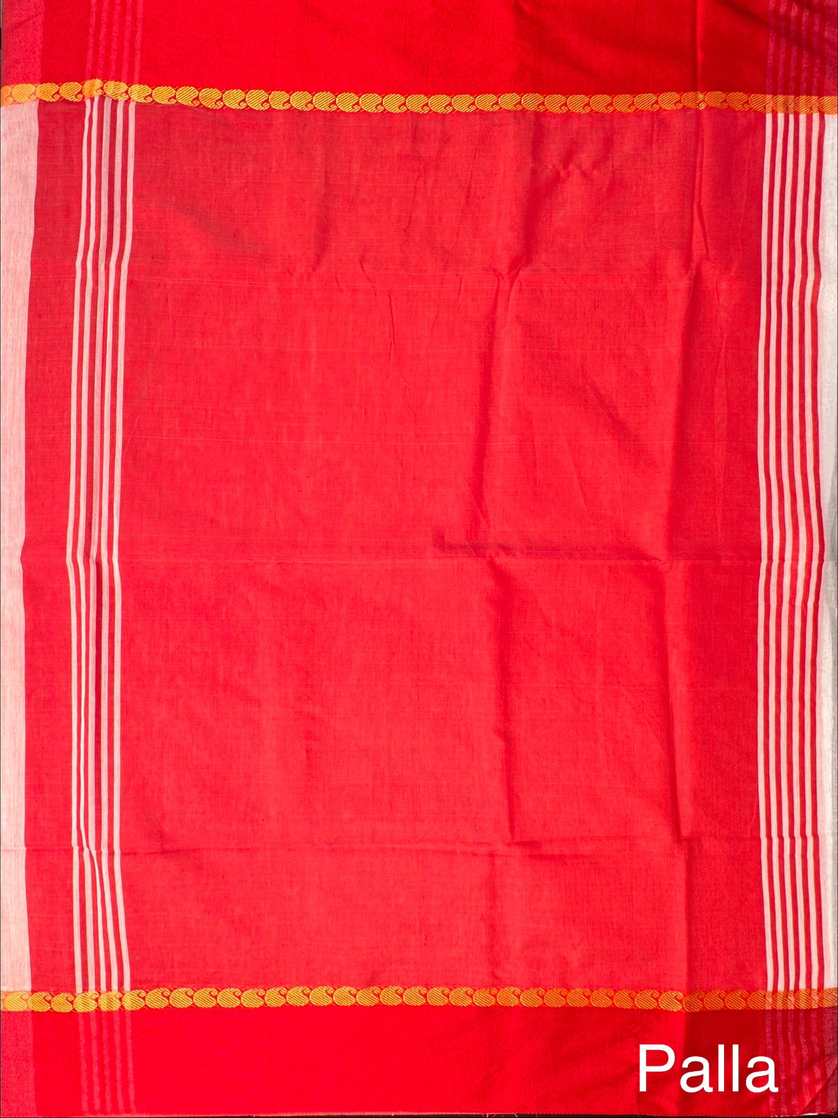 Off White-Red Doodh Aalta Cotton Saree