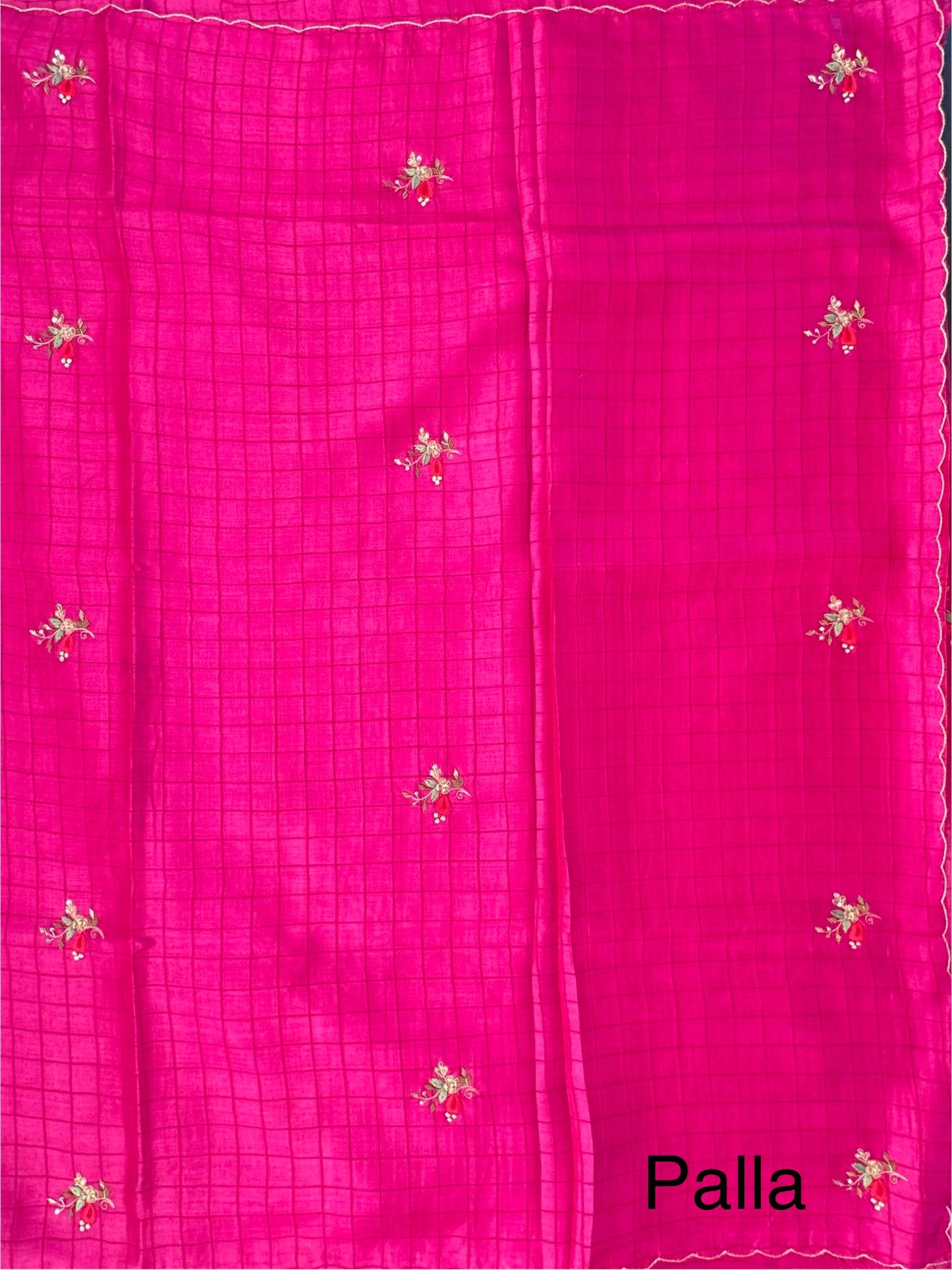Rani Hand Embroidery Pure Tussar Silk Saree