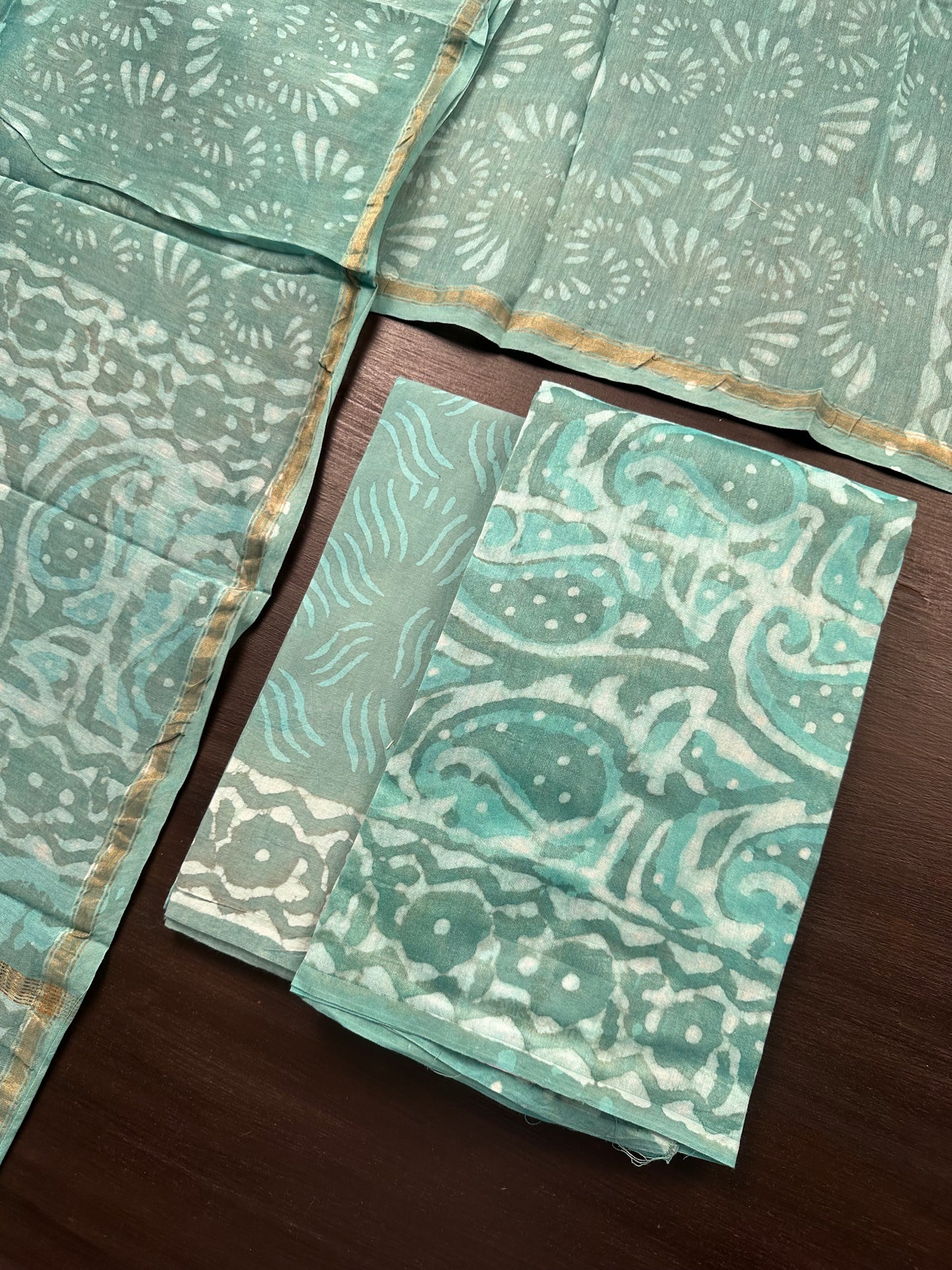 Sea Green Cotton Chanderi  Suit