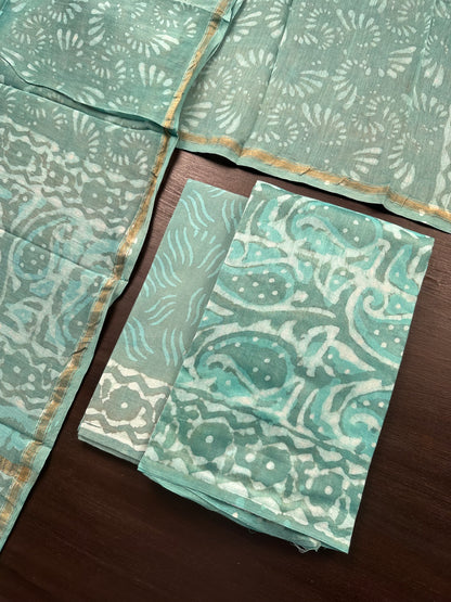 Sea Green Cotton Chanderi  Suit