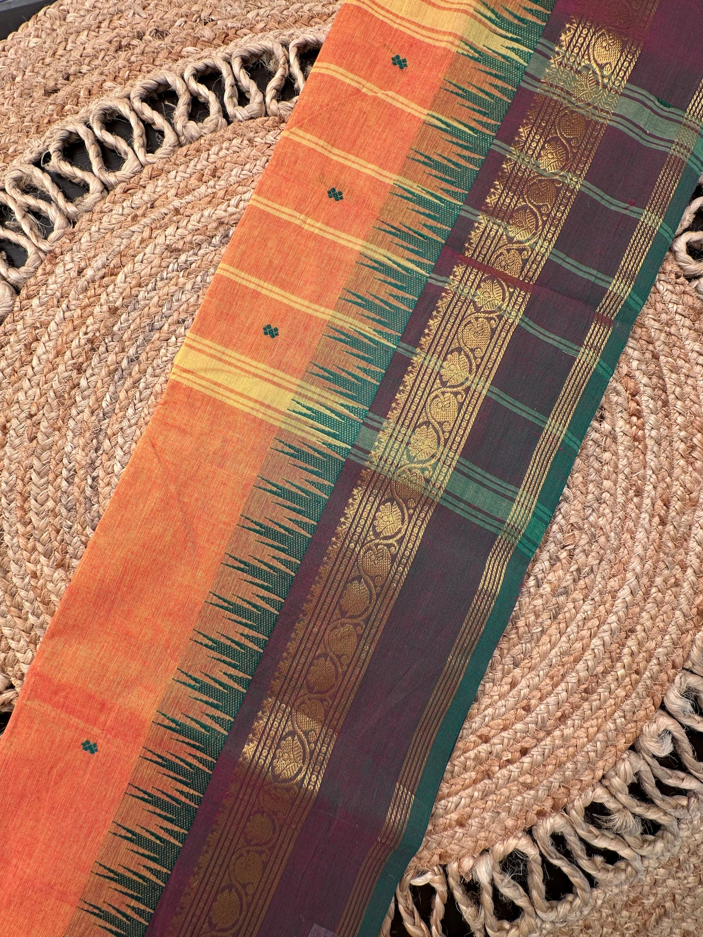 Mustard Narayanpet Cotton Saree