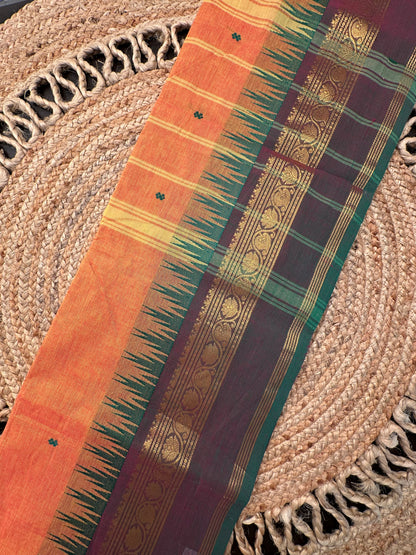 Mustard Narayanpet Cotton Saree
