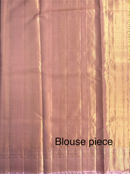 Baby Pink Handloom  Jamawar Pure Tissue Silk Saree