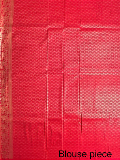 Red Jamawar Art Silk Saree