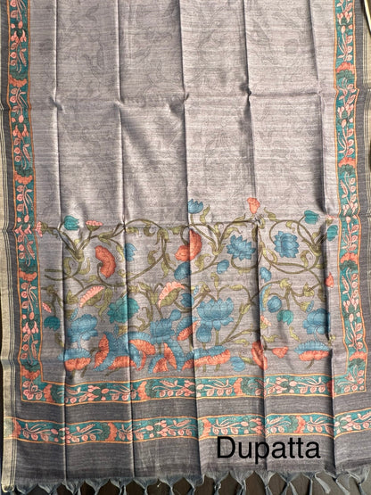 Grey Fancy Cotton 3-Piece Suit