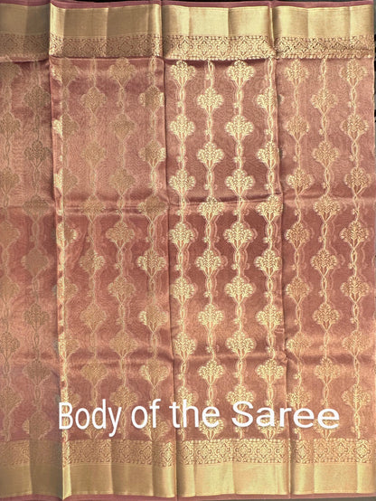 Dusky Pink Tissue Silk Saree