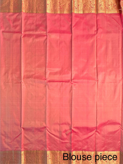 Cream-Dusky Pink Pondicherry Pure Silk Saree