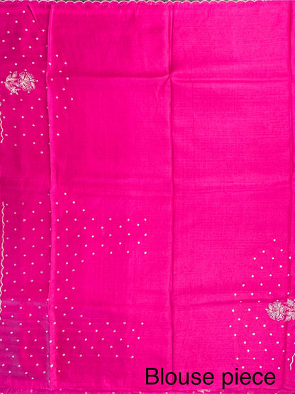 Rani Aari Work Pure Tussar Silk Saree