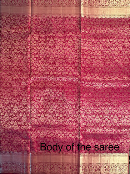 Magenta Handloom Kanjivaram Jamawar Pure Silk Saree