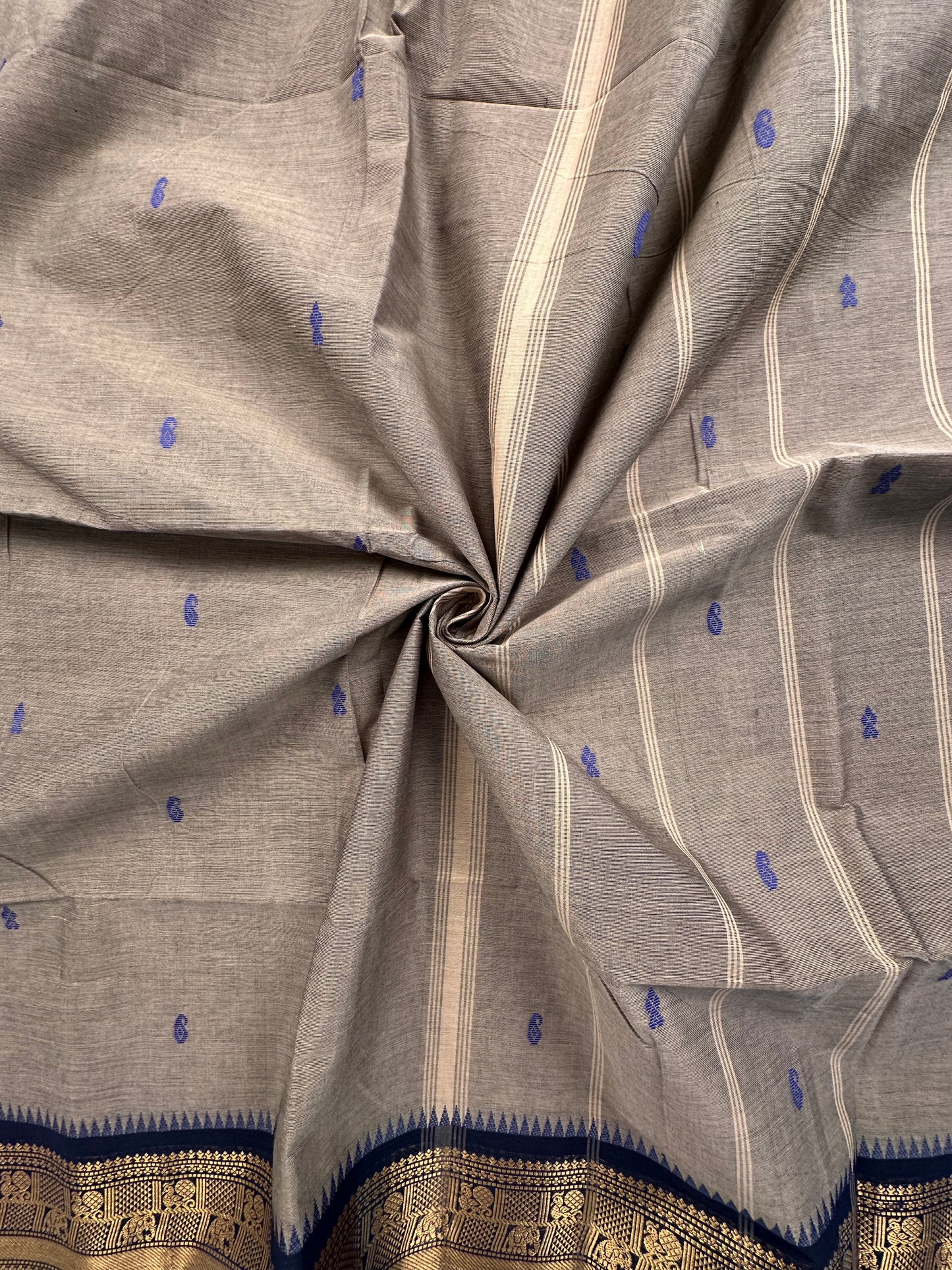 Grey Narayanpet Cotton Saree