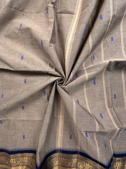 Grey Narayanpet Cotton Saree