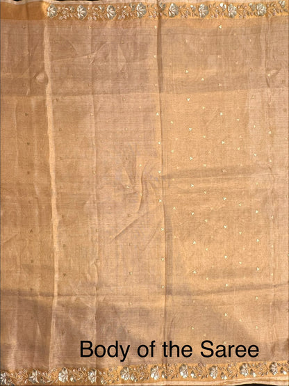 Golden Tissue Silk Saree With Work