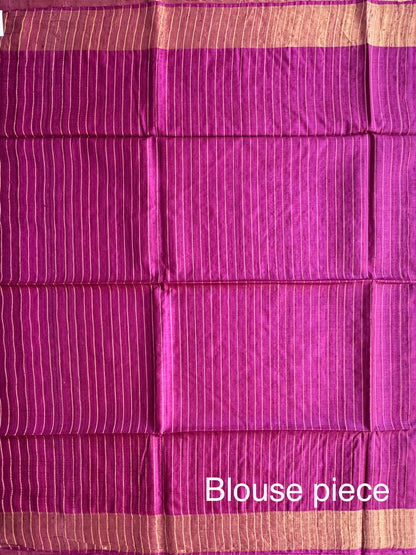 Magenta Pure Tussar Silk Saree