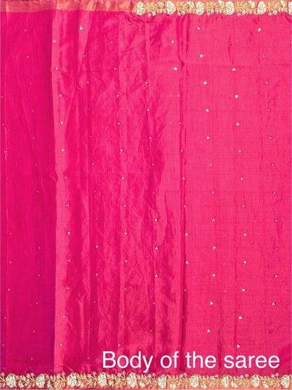 Rani Tussar-Tissue Silk Saree with Hand Work