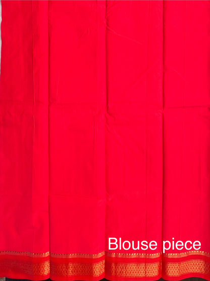 Off White-Red Doodh Aalta Pure Cotton Saree