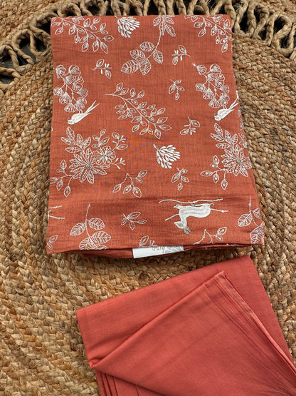 Peach Arya Pure Cotton 3-Piece Suit