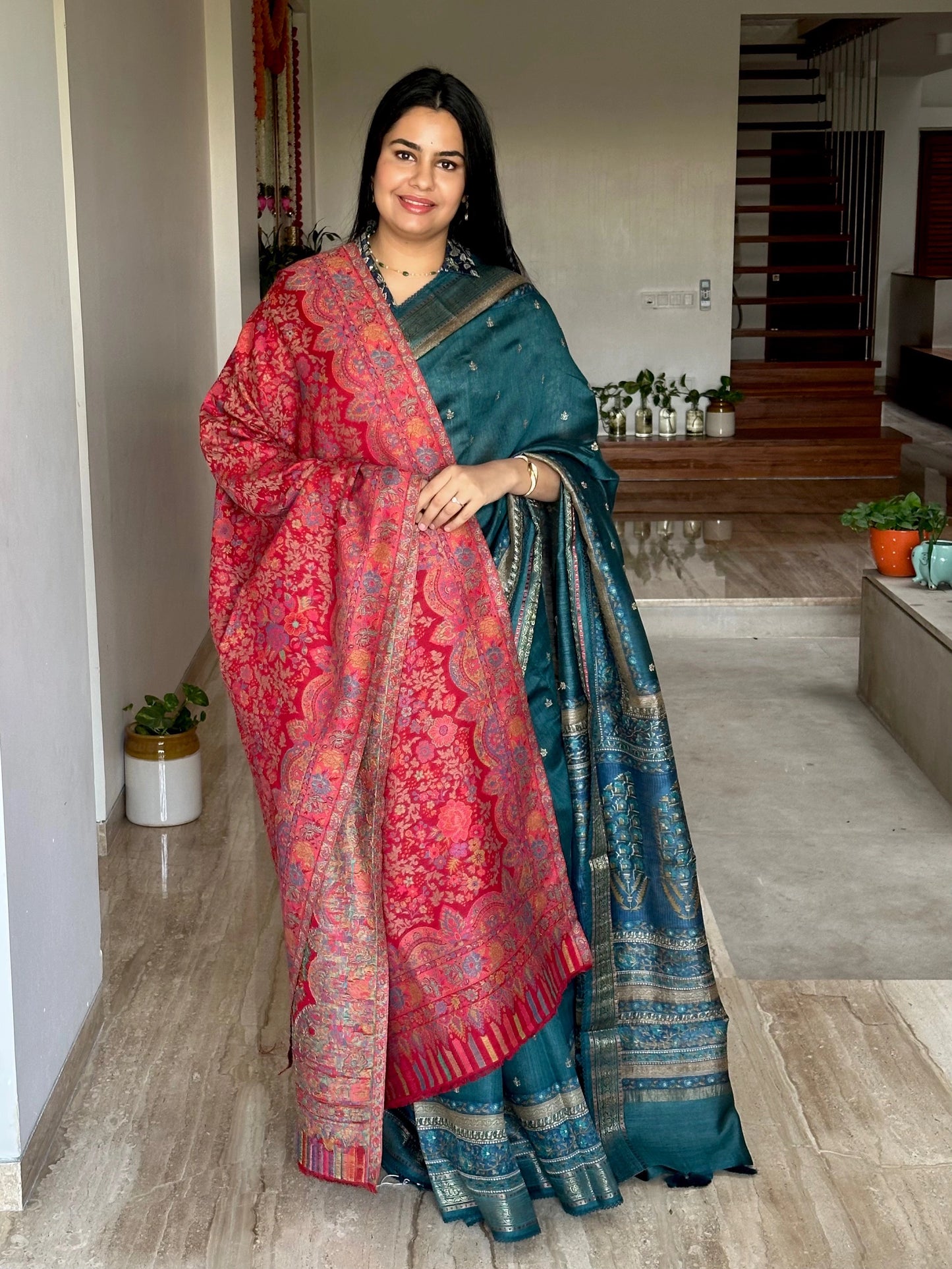 Red Blended Wool Shawl