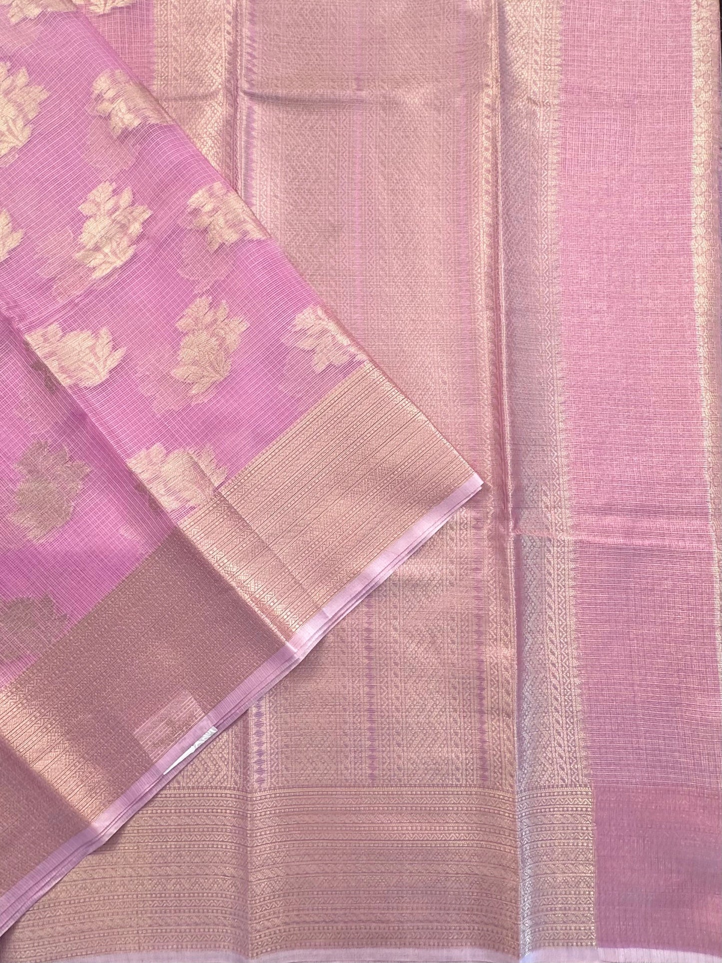Mauve Arvita Kota Doria Fancy Cotton Saree
