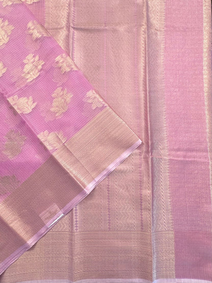 Mauve Arvita Kota Doria Fancy Cotton Saree