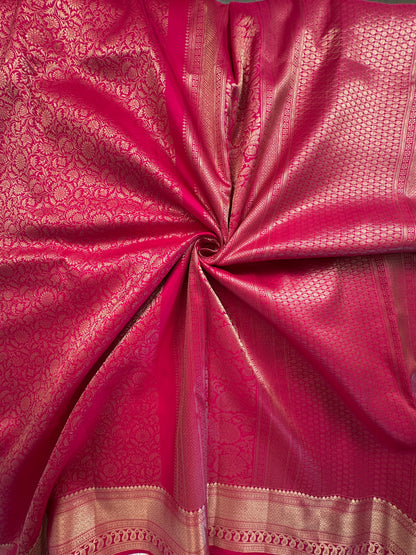 Rani  Handloom Kanjivaram Jamawar Pure Silk Saree