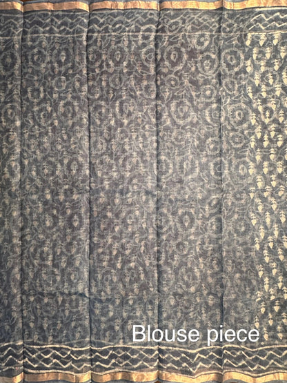Indigo Kota Doria Cotton-Silk Saree
