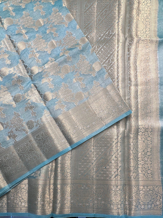 Sky Blue Tissue Silk Saree