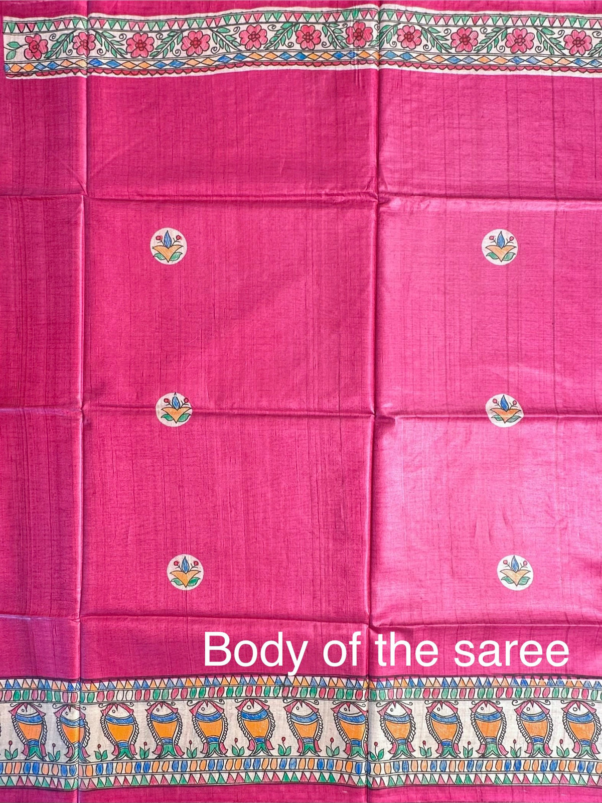 Rani Madhubani Art Pure Tussar Silk Saree