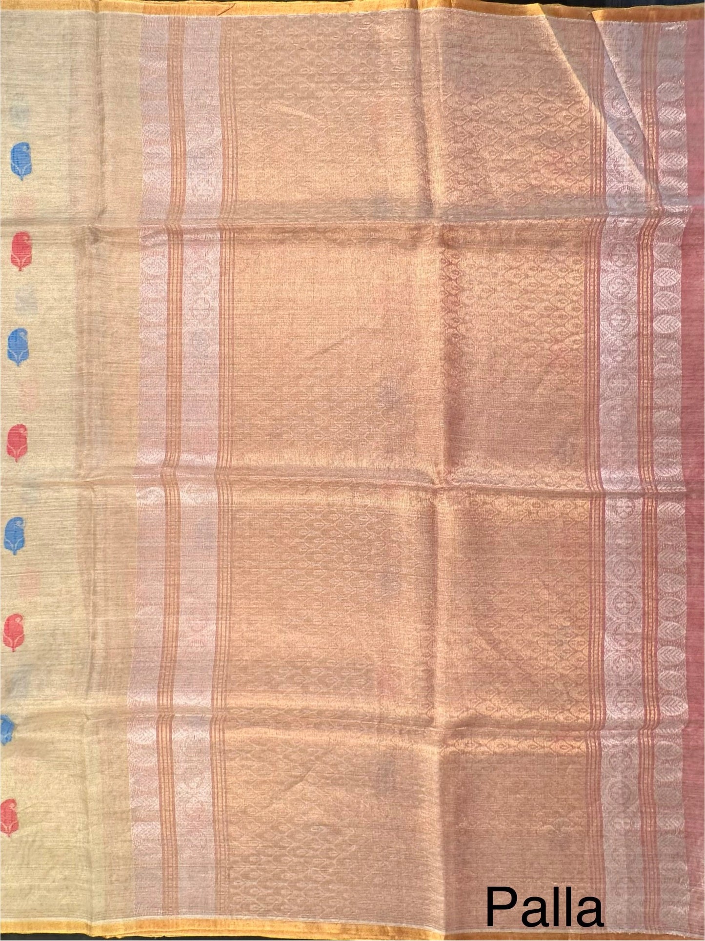 Golden-Pink Pure Tissue Silk Saree