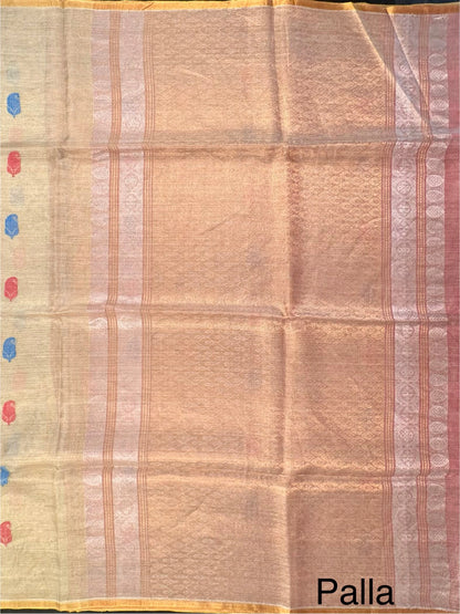 Golden-Pink Pure Tissue Silk Saree