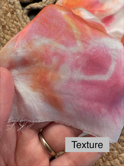 Pink-Orange Tie-Dye Cotton Satin Fabric