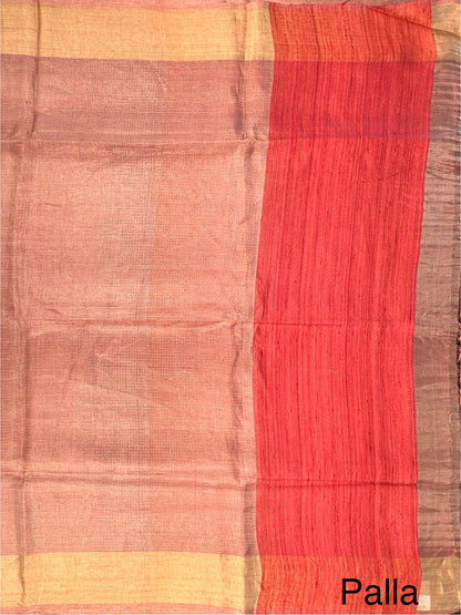 Coral Emboss Pure Tissue Silk Saree