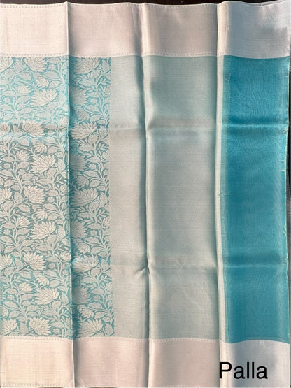 Firozi Blended Tissue Saree